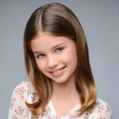 Smiling girl with long brown hair