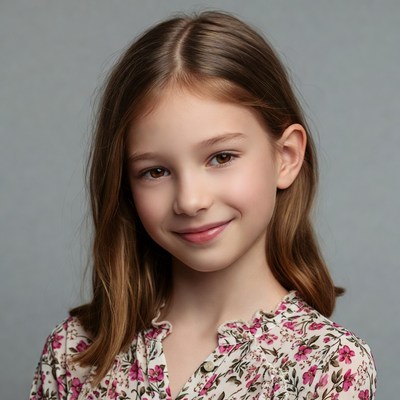 Smiling girl in floral dress