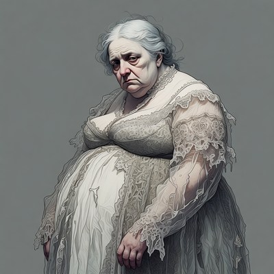 Elderly woman in lace dress