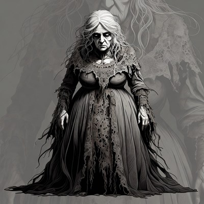 Old Witch in Tattered Dress