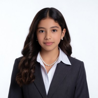 Young Latina girl in business suit