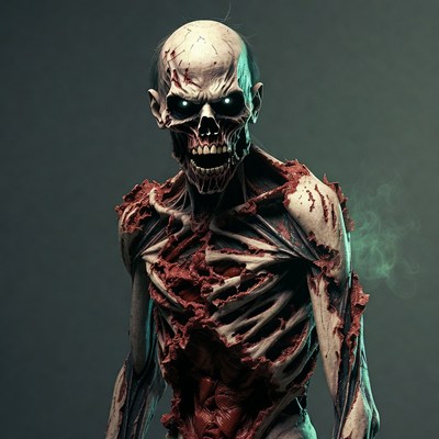 Grinning zombie with glowing eyes