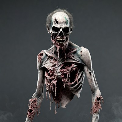 Grinning zombie man closeup