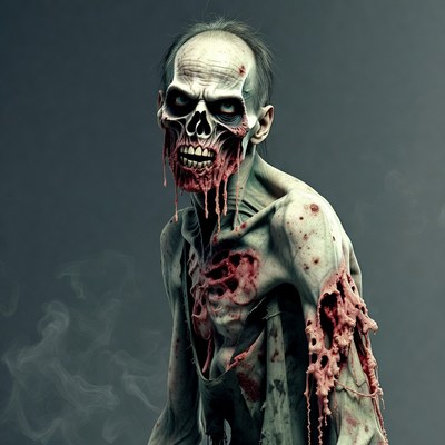 Gruesome zombie with exposed skull