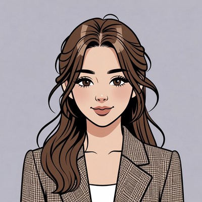 Asian woman in tweed blazer