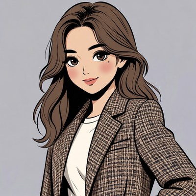 Anime girl in plaid blazer