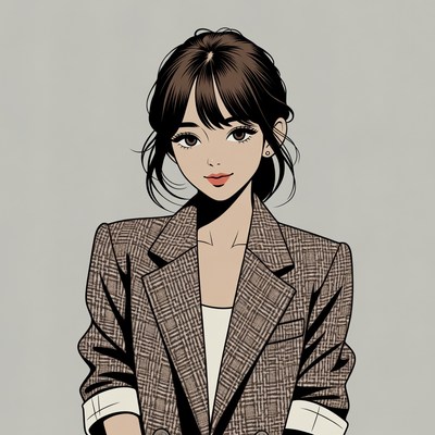 Anime girl in plaid blazer