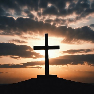 Silhouette Cross on Sunset Hill