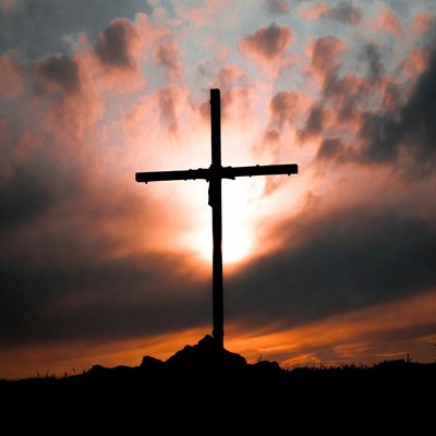 Silhouette Cross at Sunset