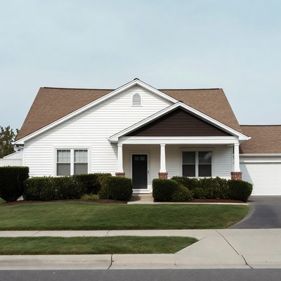 White suburban house with garage