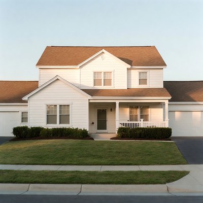 White Suburban House with Garage