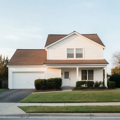 White suburban house with garage