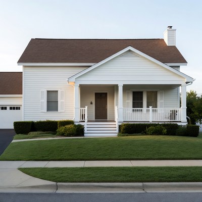 White suburban house with porch