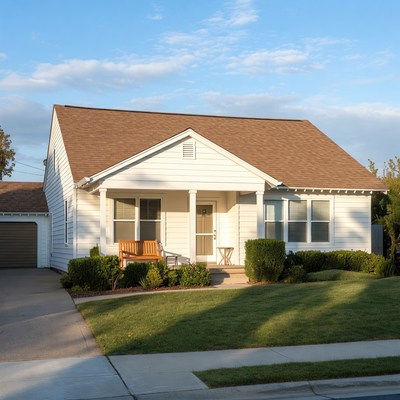White suburban house with porch