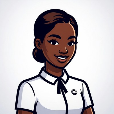 Smiling African-American woman in white shirt