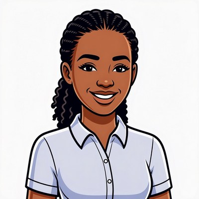 Smiling African-American woman in white shirt