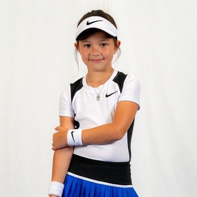Asian girl in Nike tennis outfit