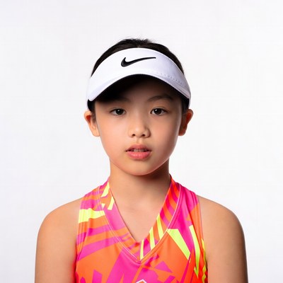 Asian girl in Nike tennis visor