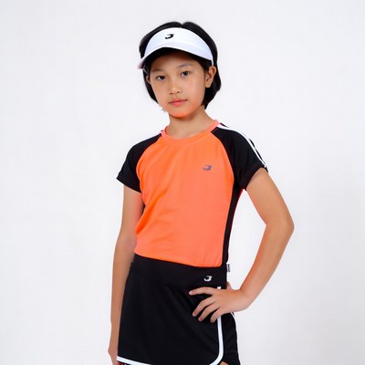 Asian girl in tennis outfit