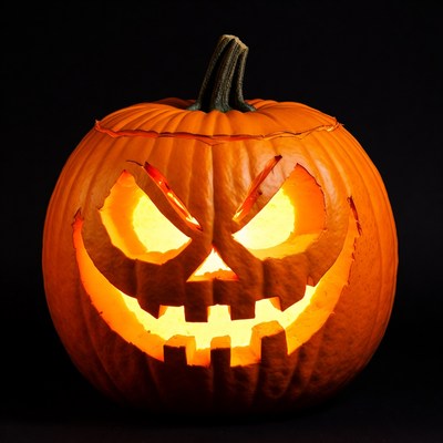 Jack-o'-lantern pumpkin on black background