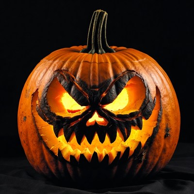 Lit Jack-o-Lantern Pumpkin