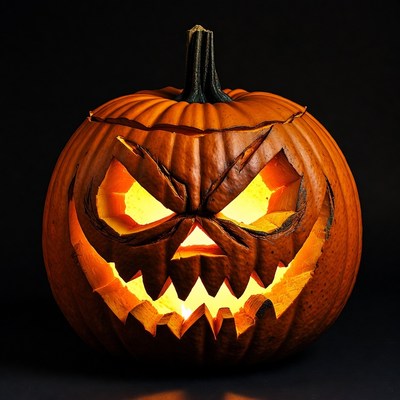 Lit Jack-o'-lantern pumpkin