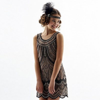 Girl in Flapper Dress with Headband