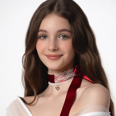 Girl with red ribbon choker