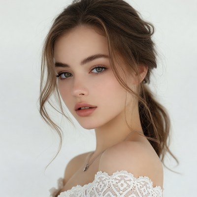 Woman in lace off-shoulder top