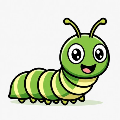 Cute cartoon green caterpillar