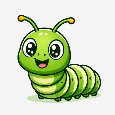Cute green cartoon caterpillar