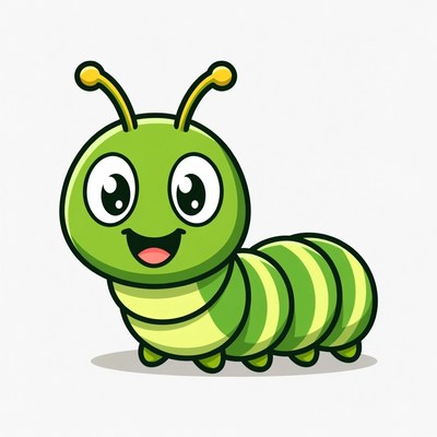 Cute green cartoon caterpillar