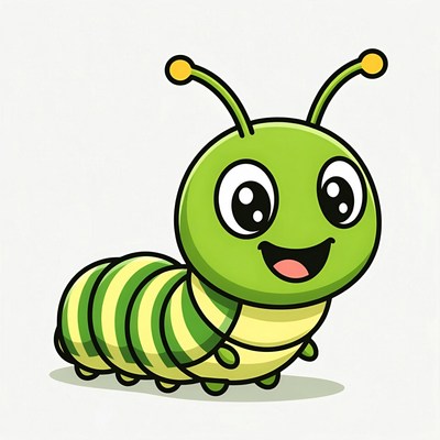 Cute cartoon green caterpillar