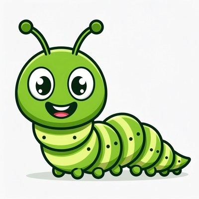 Cute green cartoon caterpillar