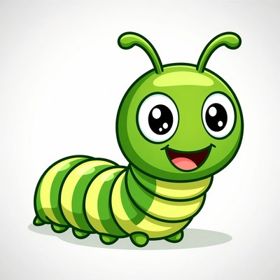 Cute green cartoon caterpillar
