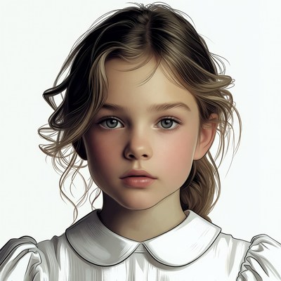 Young girl with wavy hair portrait