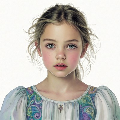 Young girl in colorful dress portrait