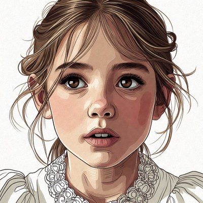 Portrait of girl in lace collar