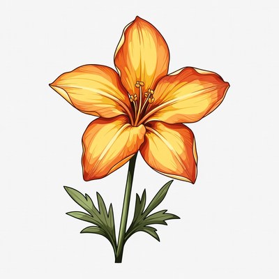 Orange Lily Flower Illustration