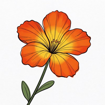 Orange hibiscus flower illustration