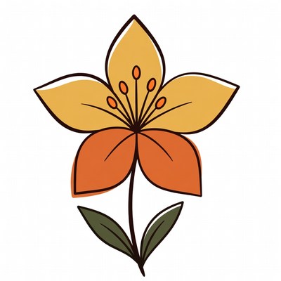 Yellow Orange Lily Flower Illustration