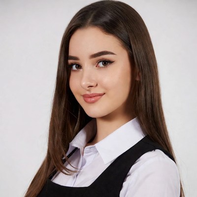 Young woman in school uniform smiling