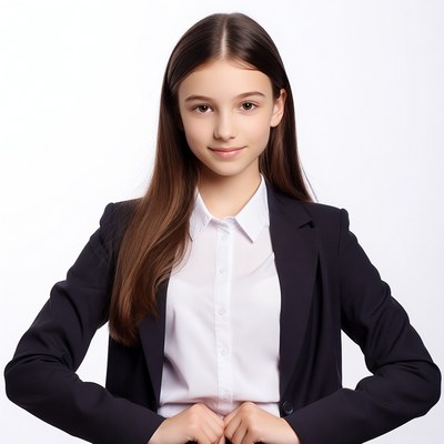 Teen girl in blazer smiling