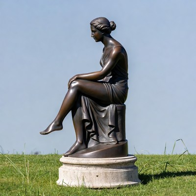 Bronze statue of seated woman