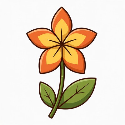 Orange Flower with Green Stem