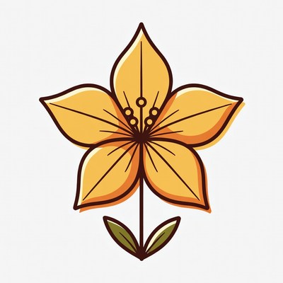 Yellow Lily Flower Illustration