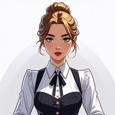 Blonde woman in white shirt black vest