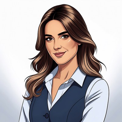 Smiling woman in white shirt and navy vest