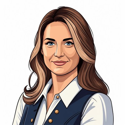 Smiling woman in navy vest