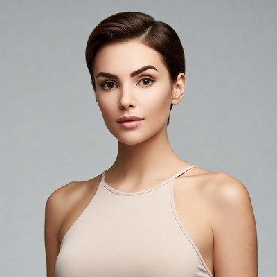 Woman with short brown hair